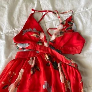 Tropical Bright Orange Maxi Dress